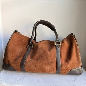 Vintage Marlboro Guts Grit & Gear Suede Leather Weekender Duffel Bag Brown